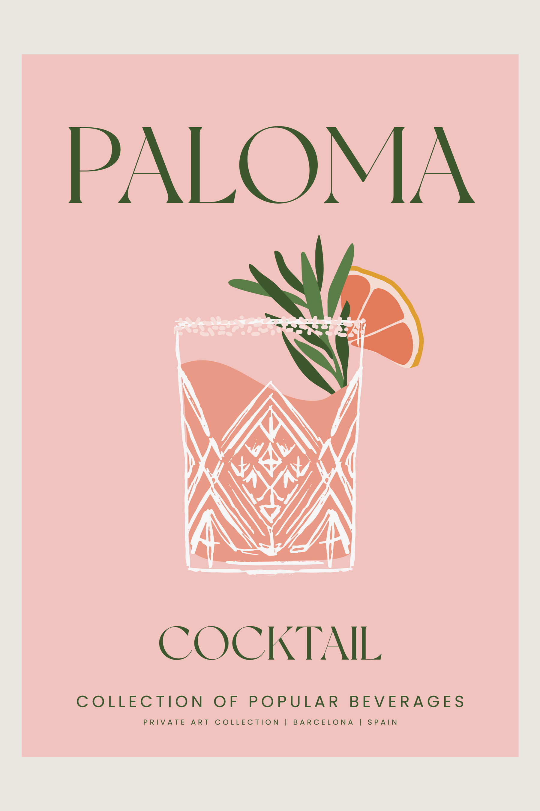 A pink sign with a drink and a slice of orange