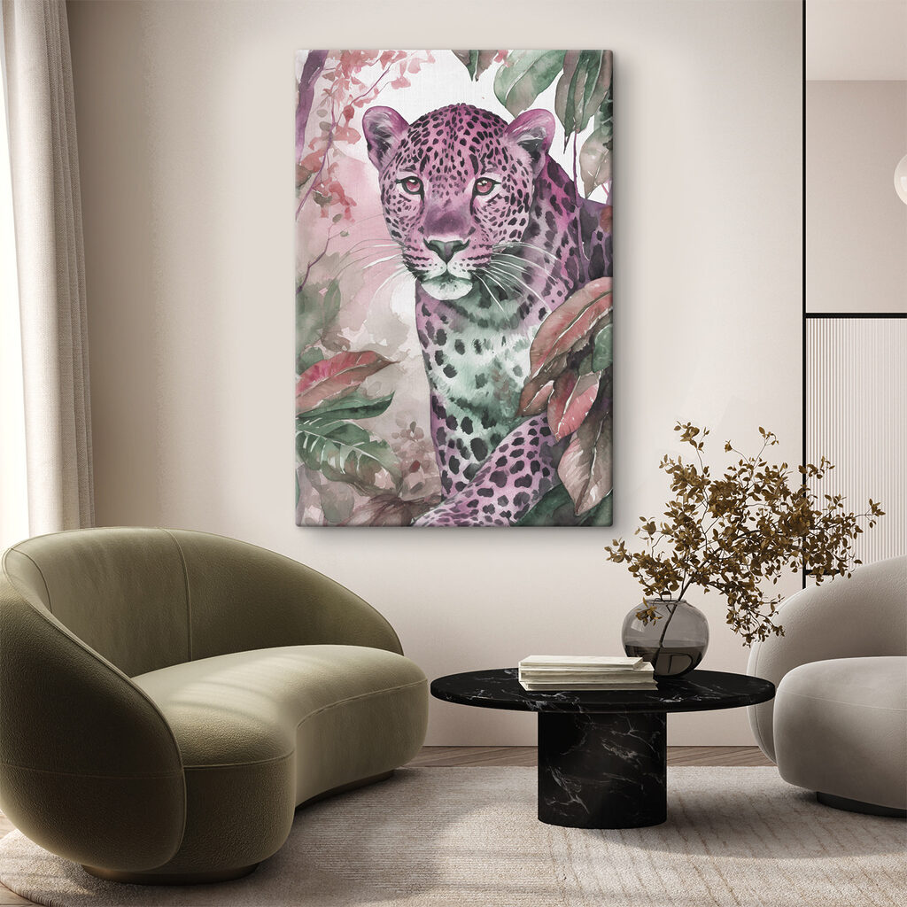 A watercolor painting of a leopard