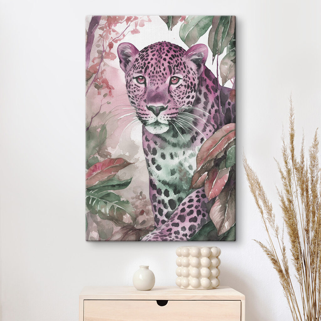 A watercolor painting of a leopard