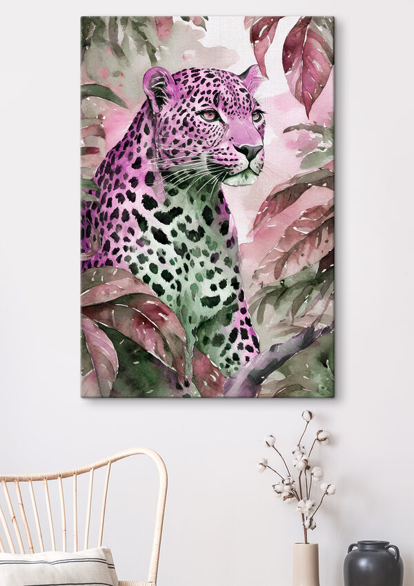 A watercolor painting of a leopard