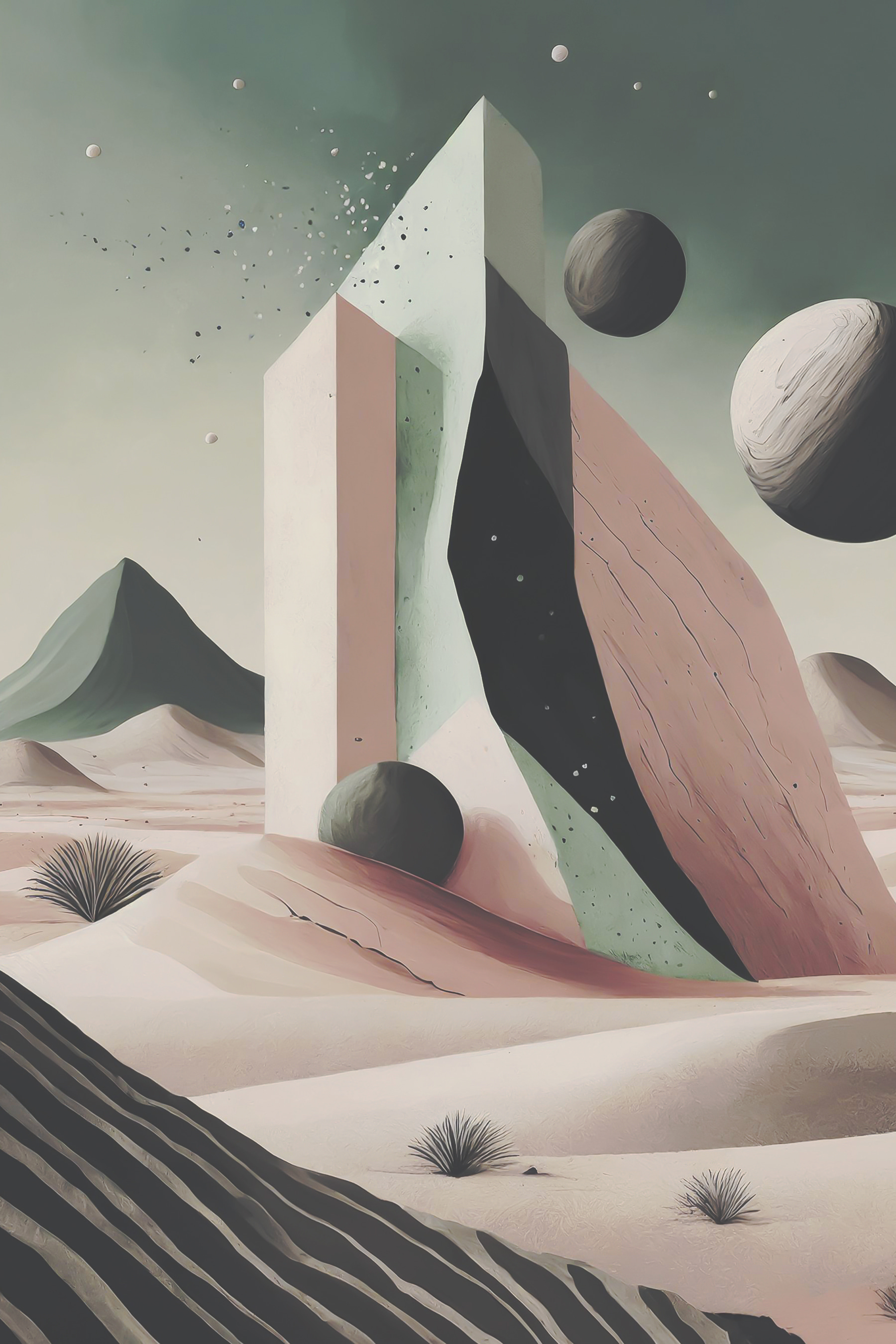 A digital art of a desert landscape