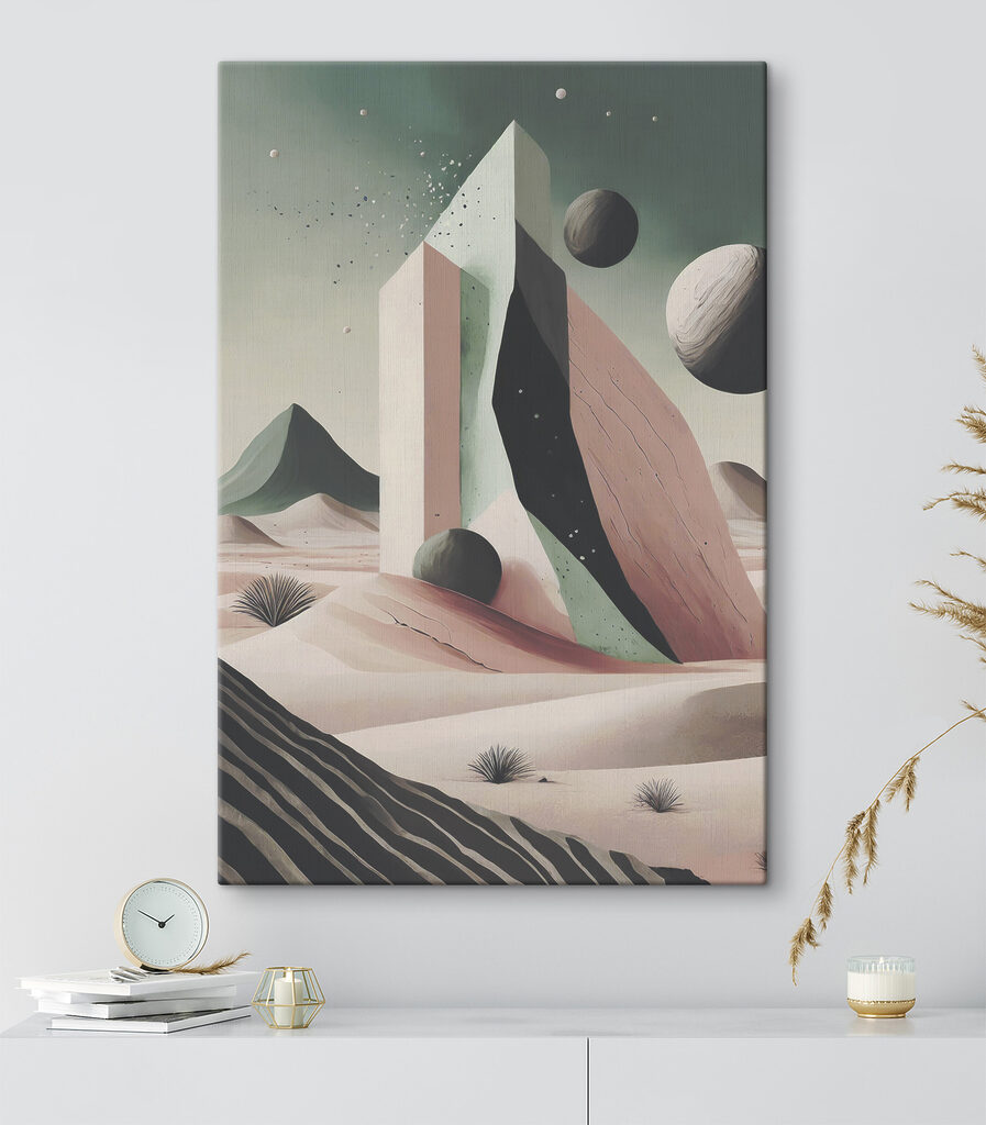 A digital art of a desert landscape
