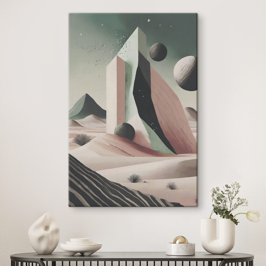 A digital art of a desert landscape