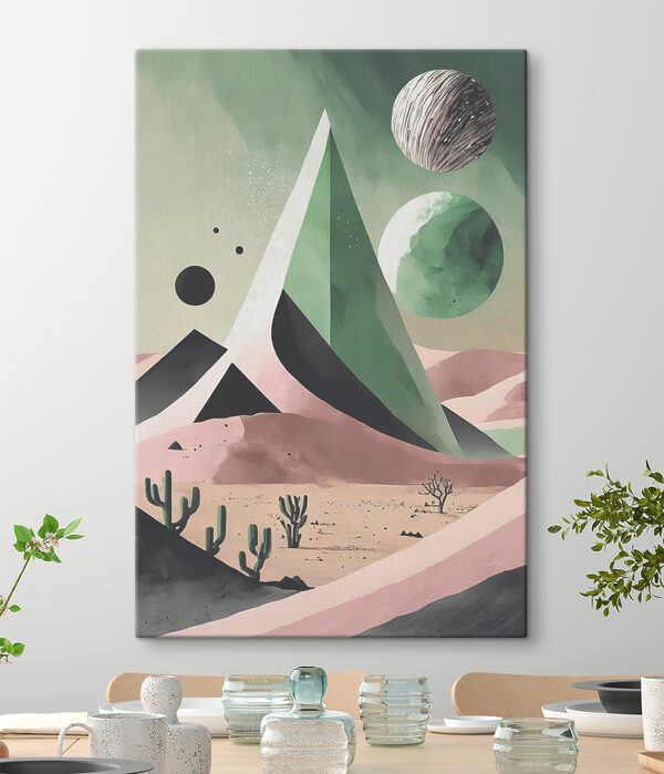 Cuadros Un paisaje desértico con cactus y una pirámide (SKU: s37364) Cuadros Cuadros Un paisaje desértico con cactus y una pirámide (SKU: s37364)