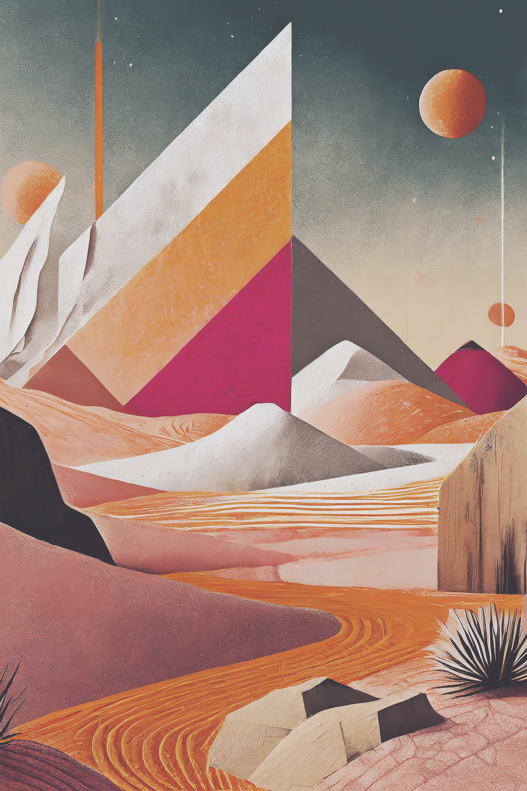 A painting of a desert landscape