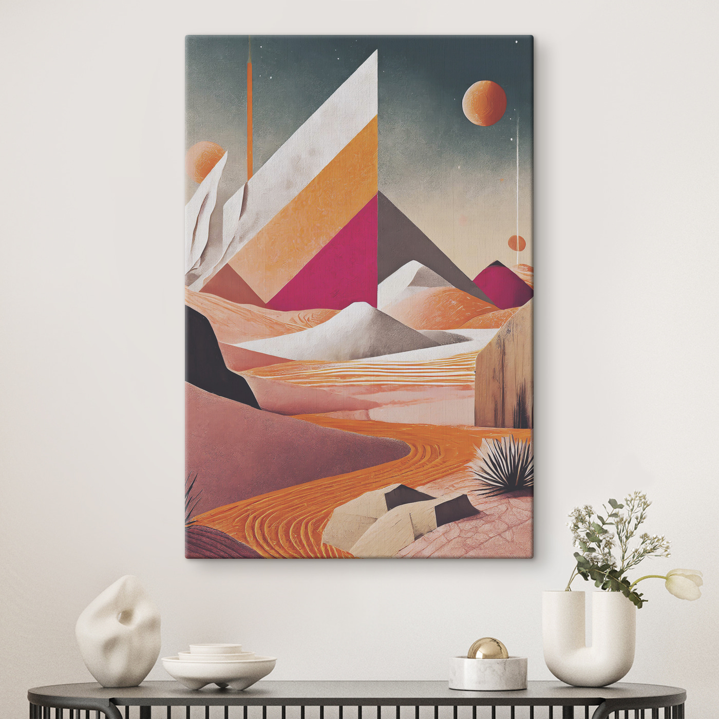 A painting of a desert landscape