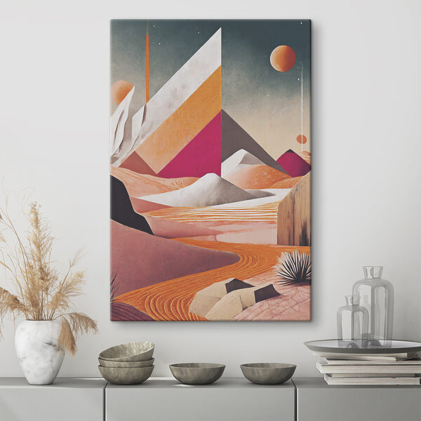 A painting of a desert landscape