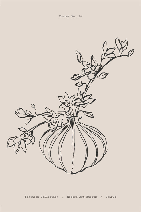 A drawing of a flower vase
