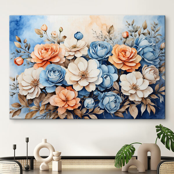 Cuadros Cuadros Un cuadro de flores sobre fondo azul (SKU: s37335)