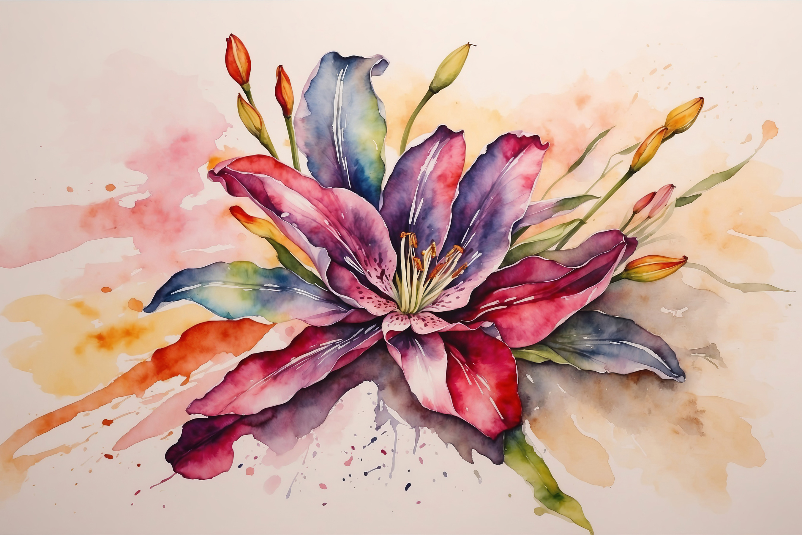A watercolor painting of a flower