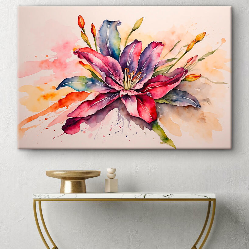 A watercolor painting of a flower