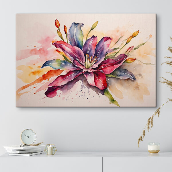 A watercolor painting of a flower
