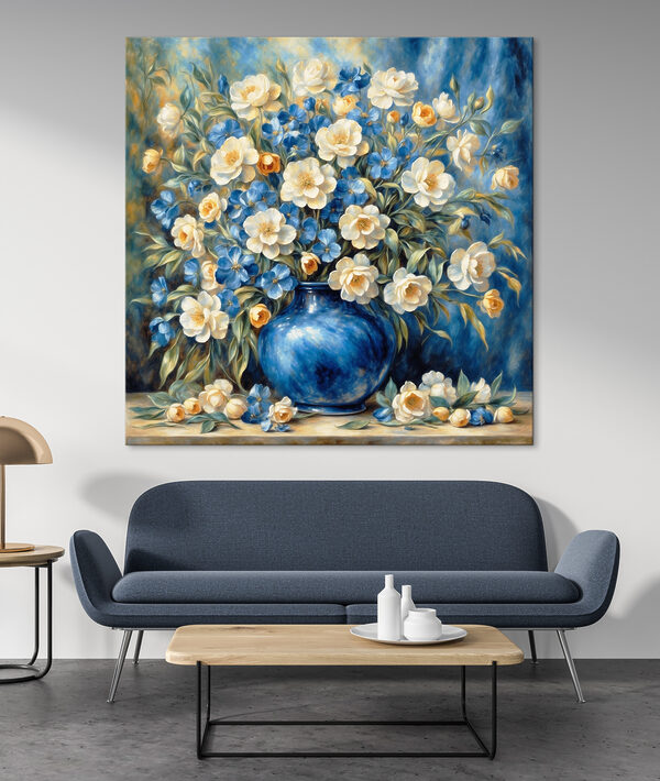 Cuadros Cuadros Un cuadro de flores en un jarrón azul (SKU: s37435)