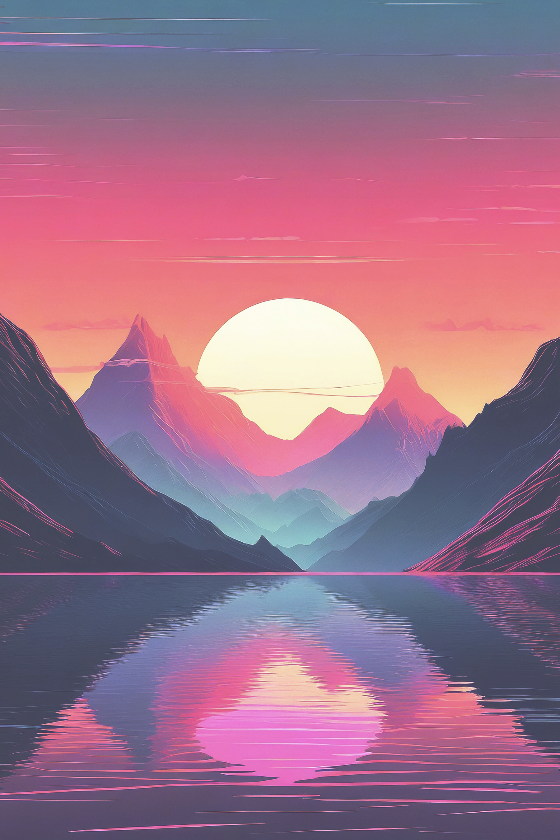 A sunset over a mountain range
