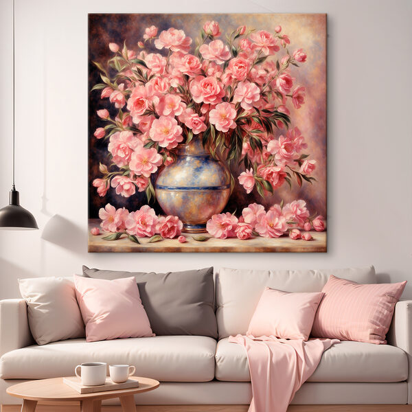 Cuadros Cuadros Un cuadro de flores rosas en un jarrón (SKU: s37438)