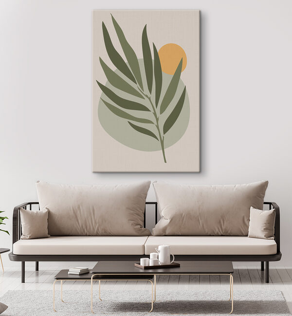 Cuadros Una hoja verde con un círculo amarillo (SKU: s37442) Cuadros Cuadros Una hoja verde con un círculo amarillo (SKU: s37442)