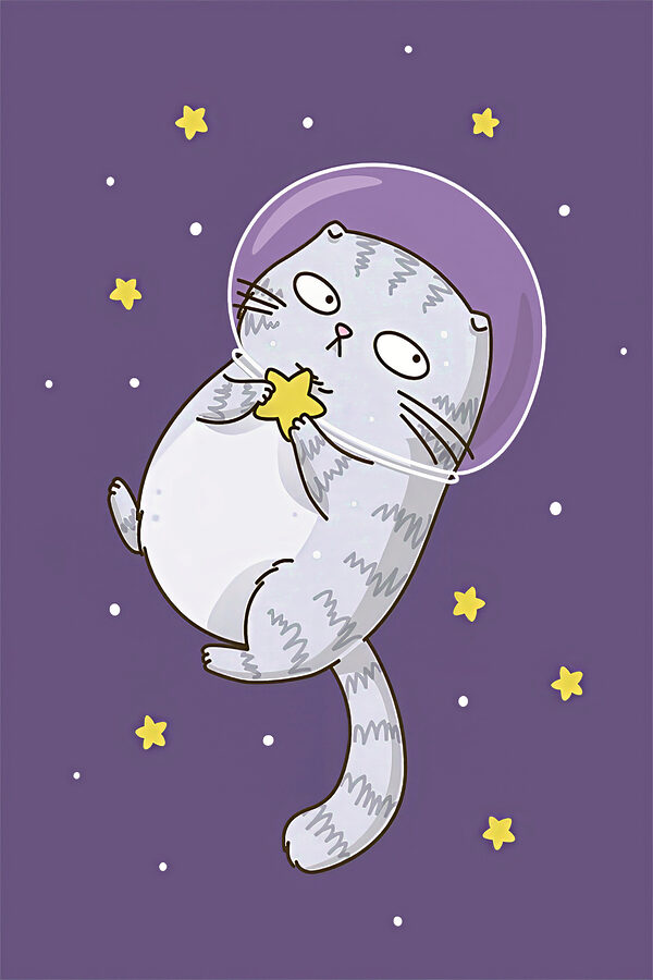 A cartoon of a cat in space A cartoon of a cat in space