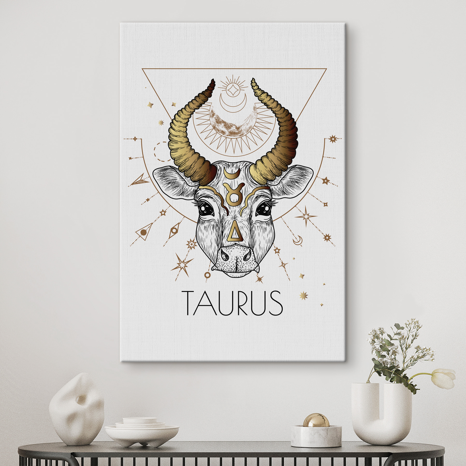 A drawing of a bull with horns A drawing of a bull with horns