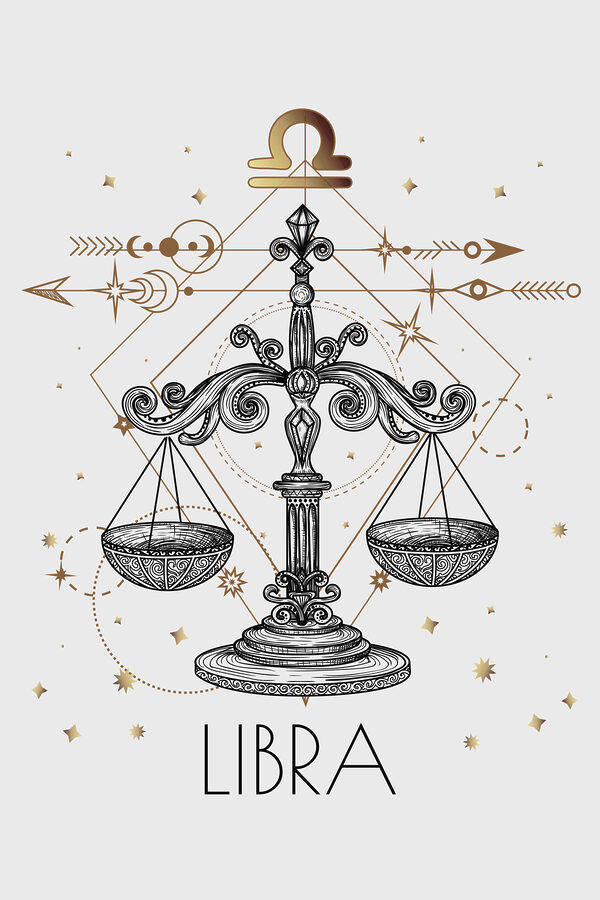 A drawing of a libra zodiac sign