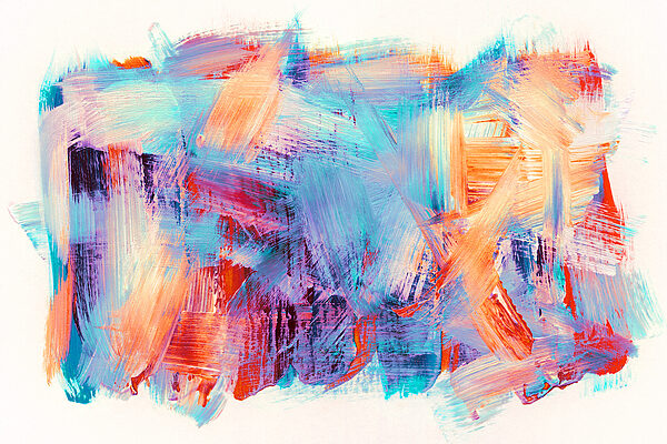 A colorful brush strokes on a white surface