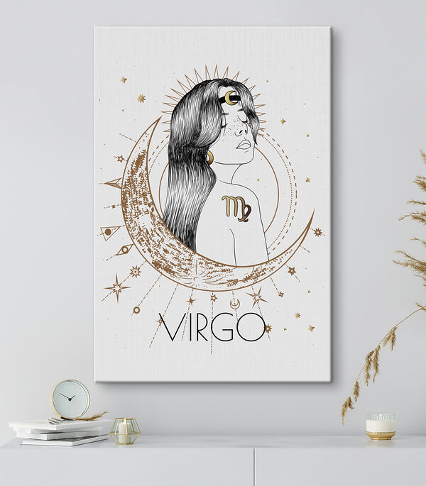 Cuadros Cuadros Un dibujo de una mujer con una luna y estrellas (SKU: s37455)