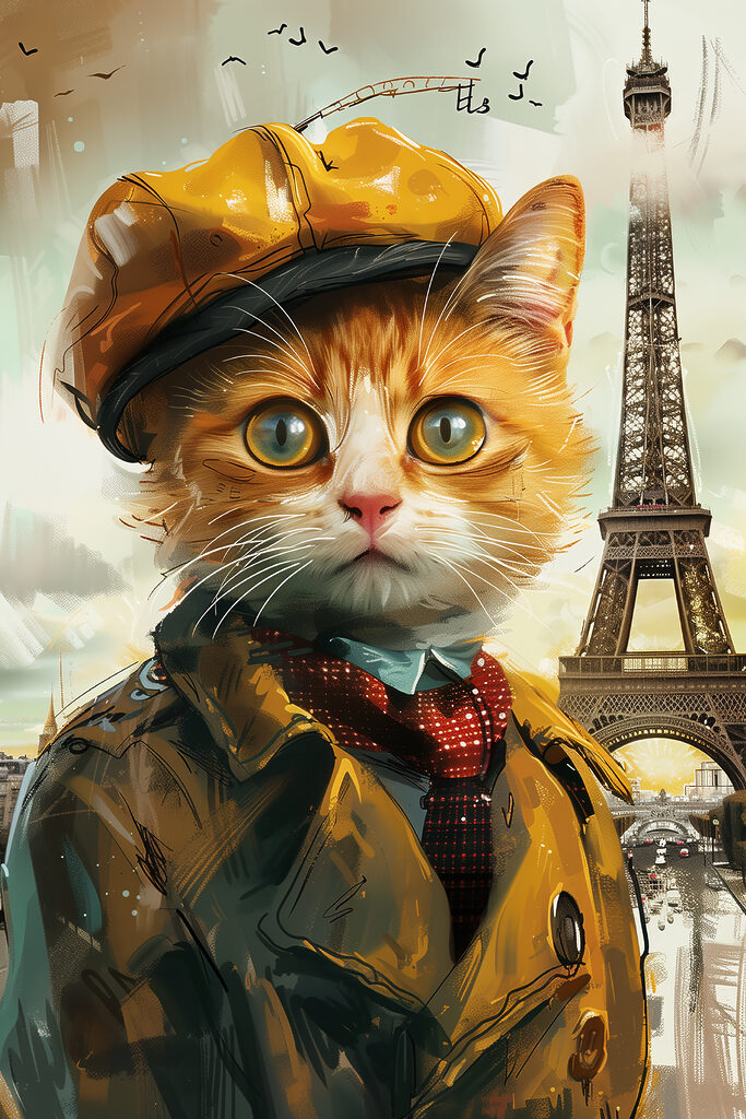 A cat in a coat and hat A cat in a coat and hat