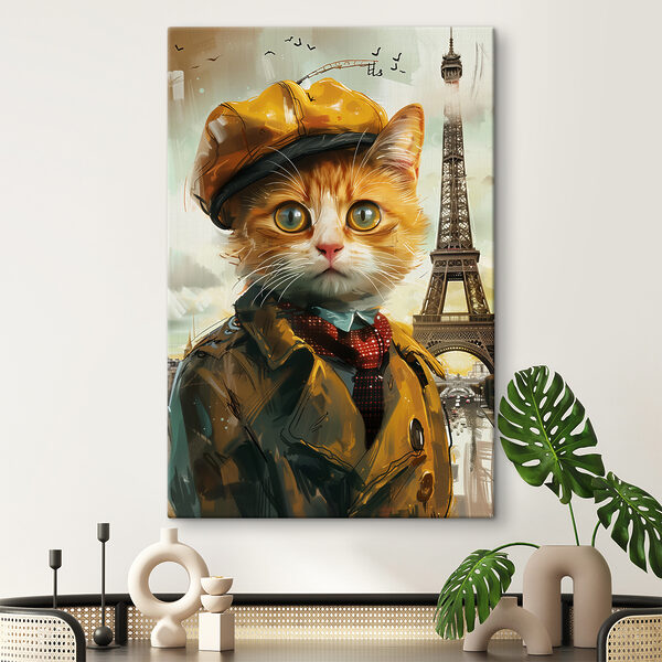 Cuadros Cuadros Un gato con abrigo y sombrero (SKU: s37456)