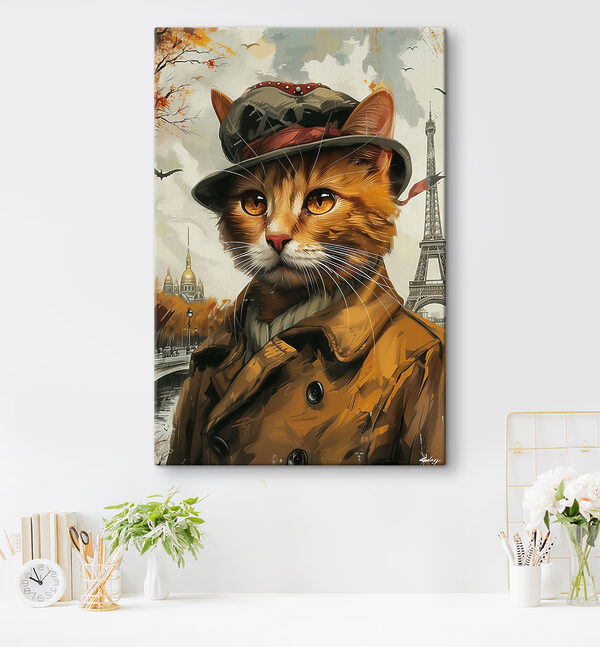 Cuadros Un gato con sombrero y abrigo (SKU: s37457) Cuadros Cuadros Un gato con sombrero y abrigo (SKU: s37457)