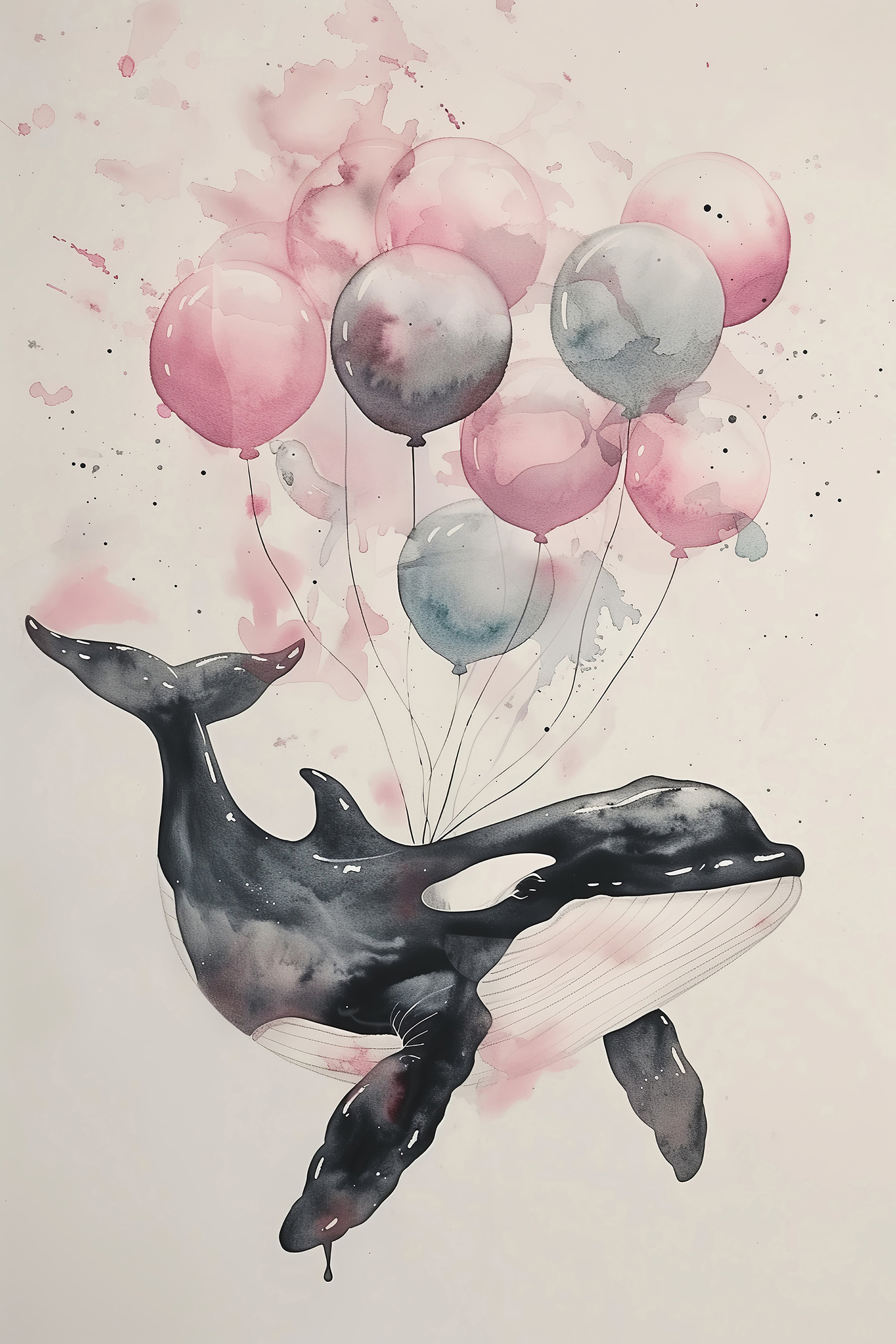 A whale with balloons on it