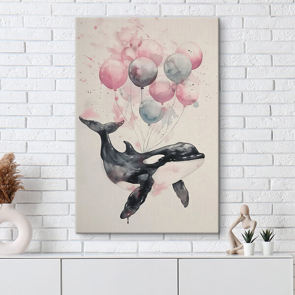 A whale with balloons on it