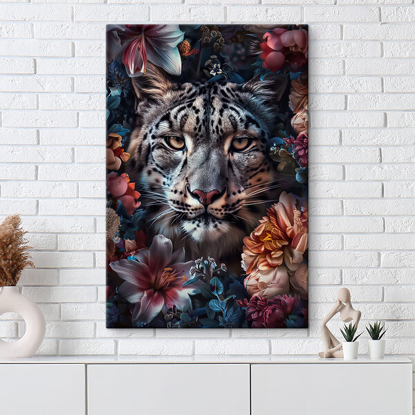 Cuadros Un leopardo rodeado de flores (SKU: s37463) Cuadros Cuadros Un leopardo rodeado de flores (SKU: s37463)