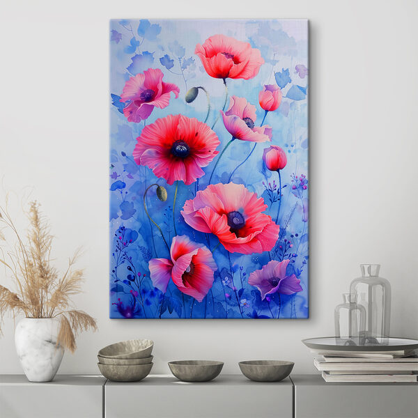A painting of pink flowers
