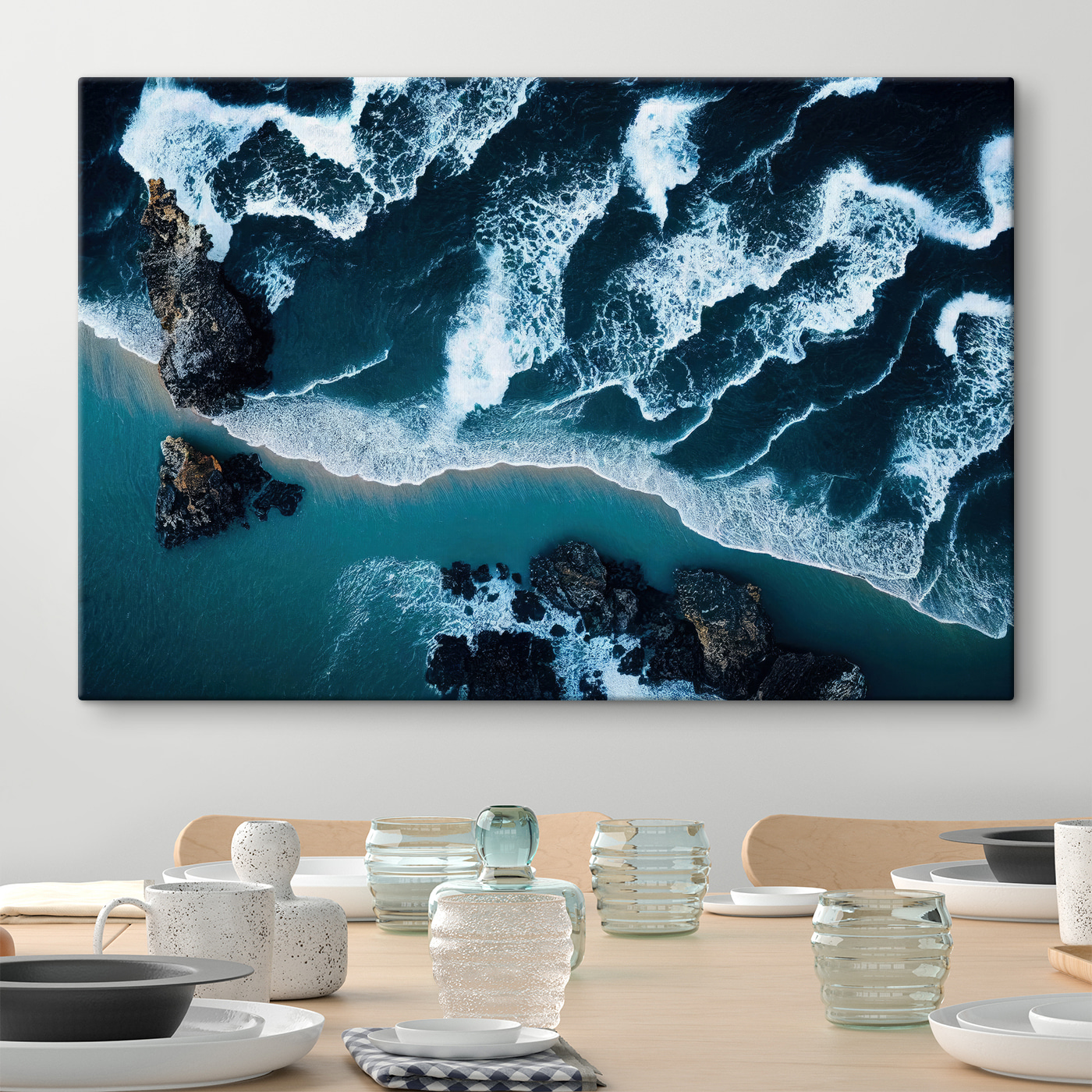 Waves crashing on a beach