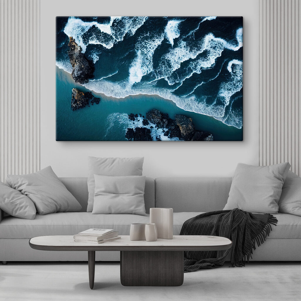 Waves crashing on a beach