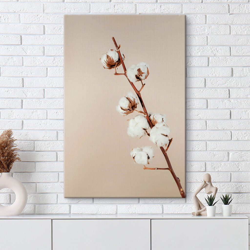 A cotton plant on a branch A cotton plant on a branch