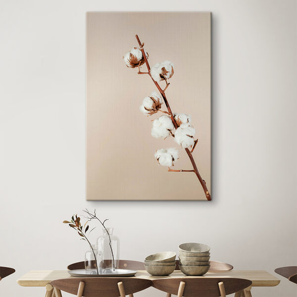 A cotton plant on a branch A cotton plant on a branch