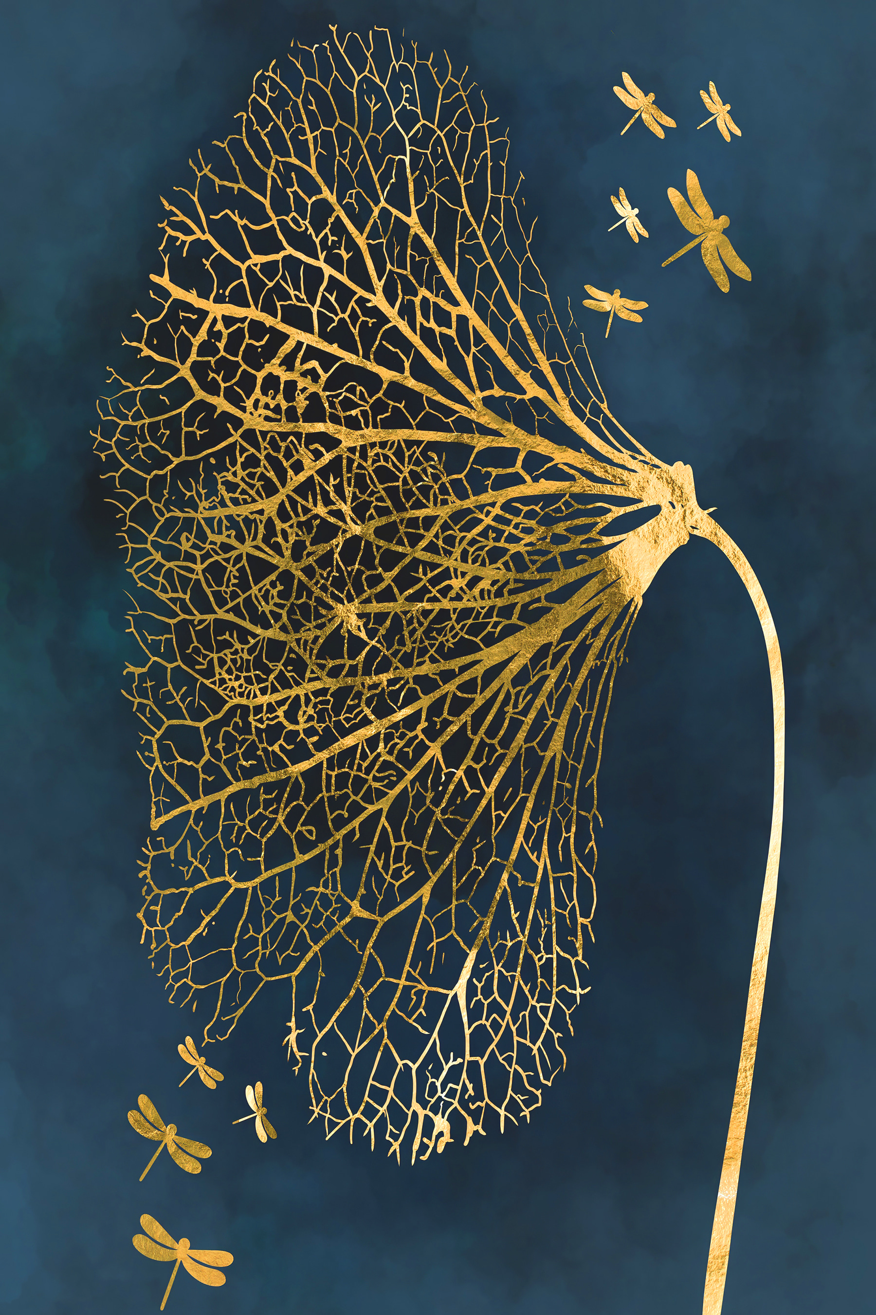 Delicate lacework with fluttering dragonflies
