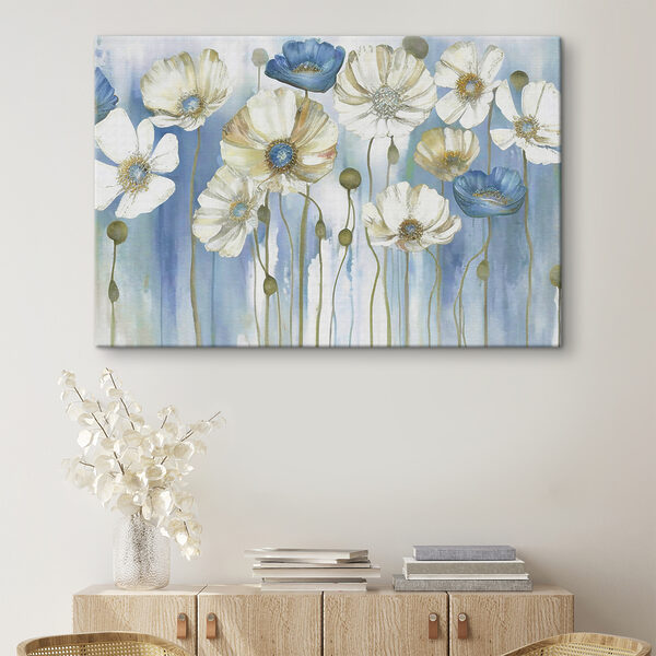 Cuadros Cuadros Un cuadro con flores blancas y azules (SKU: s37537)