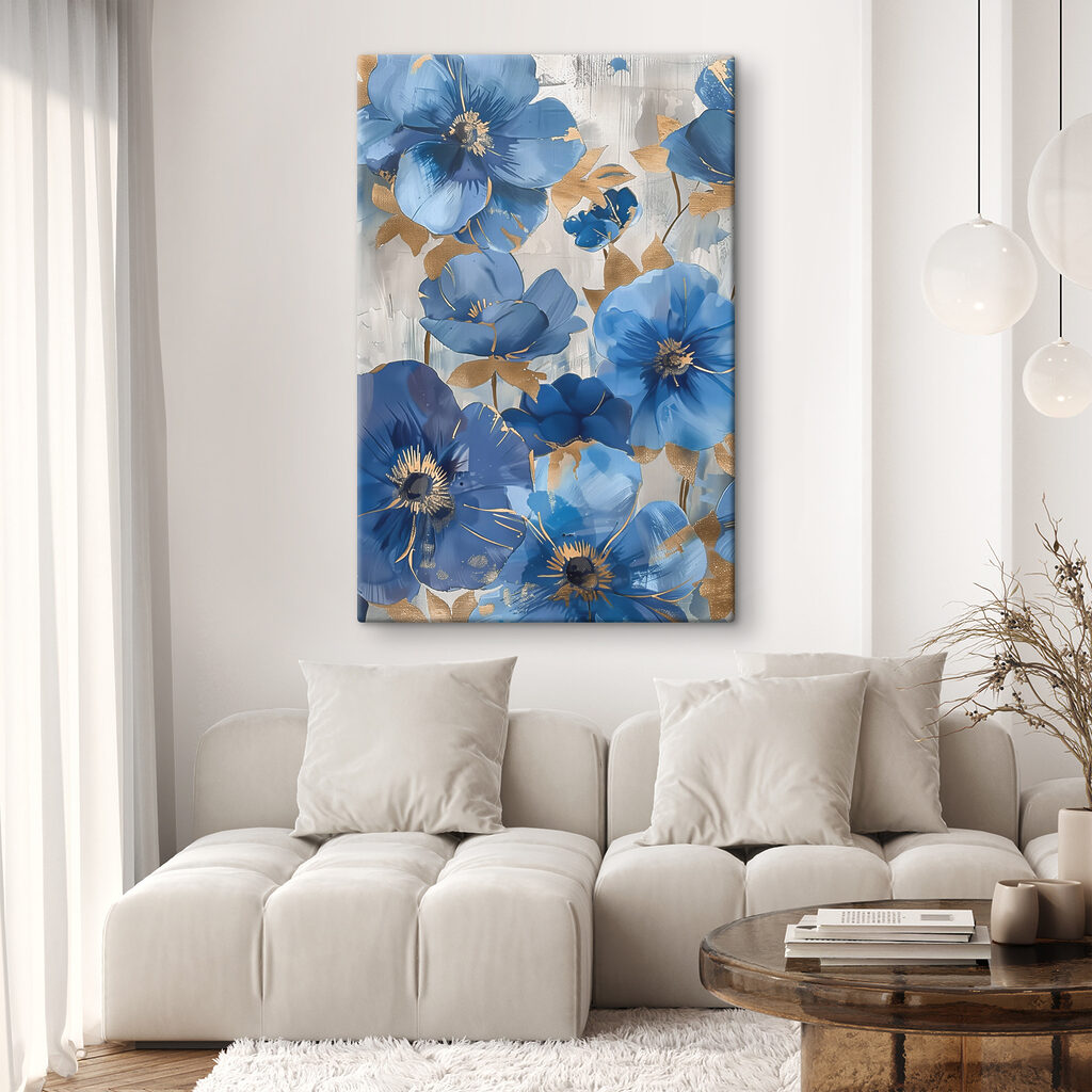 Blue blooms with metallic accents