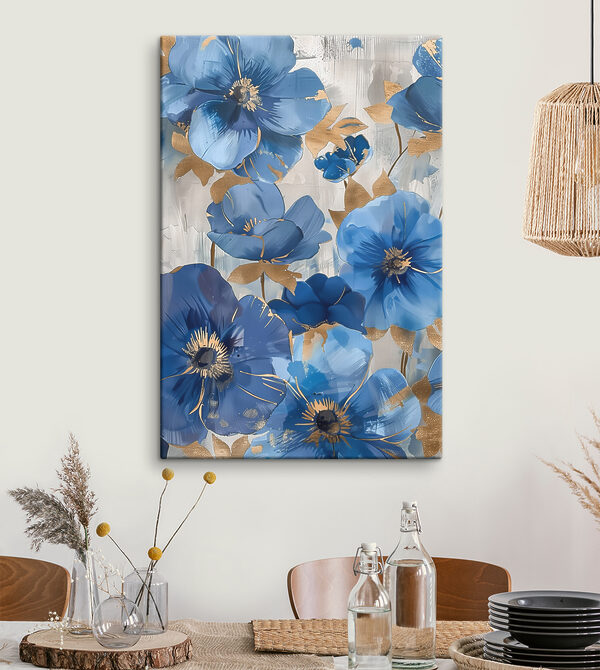 Blue blooms with metallic accents