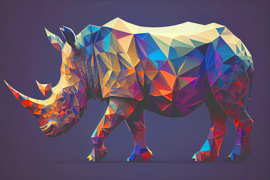 A colorful polygonal rhinoceros A colorful polygonal rhinoceros