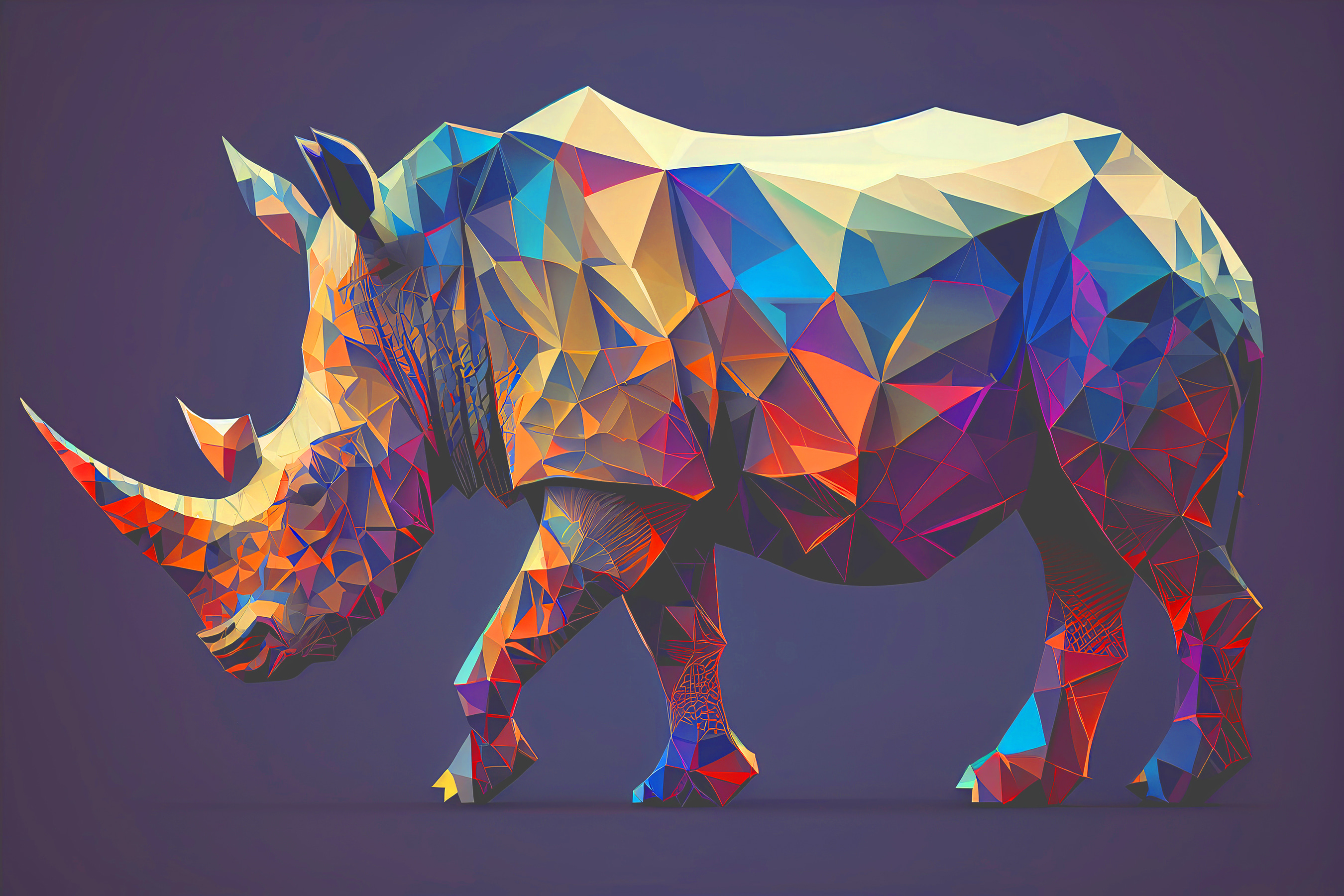 A colorful polygonal rhinoceros A colorful polygonal rhinoceros