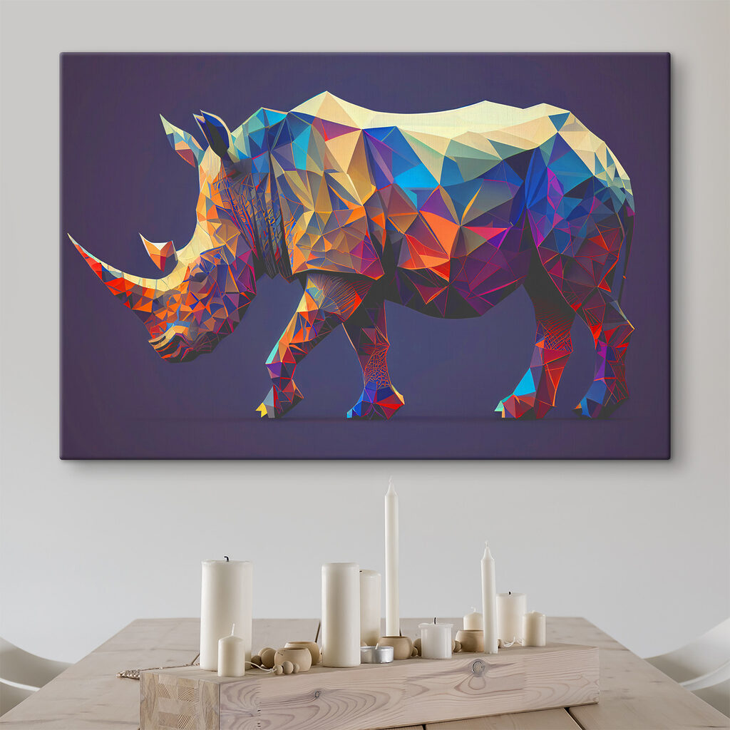 A colorful polygonal rhinoceros A colorful polygonal rhinoceros