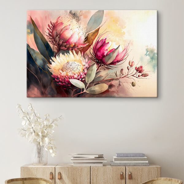 A painting of flowers and leaves A painting of flowers and leaves