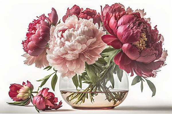 A vase of pink and white flowers