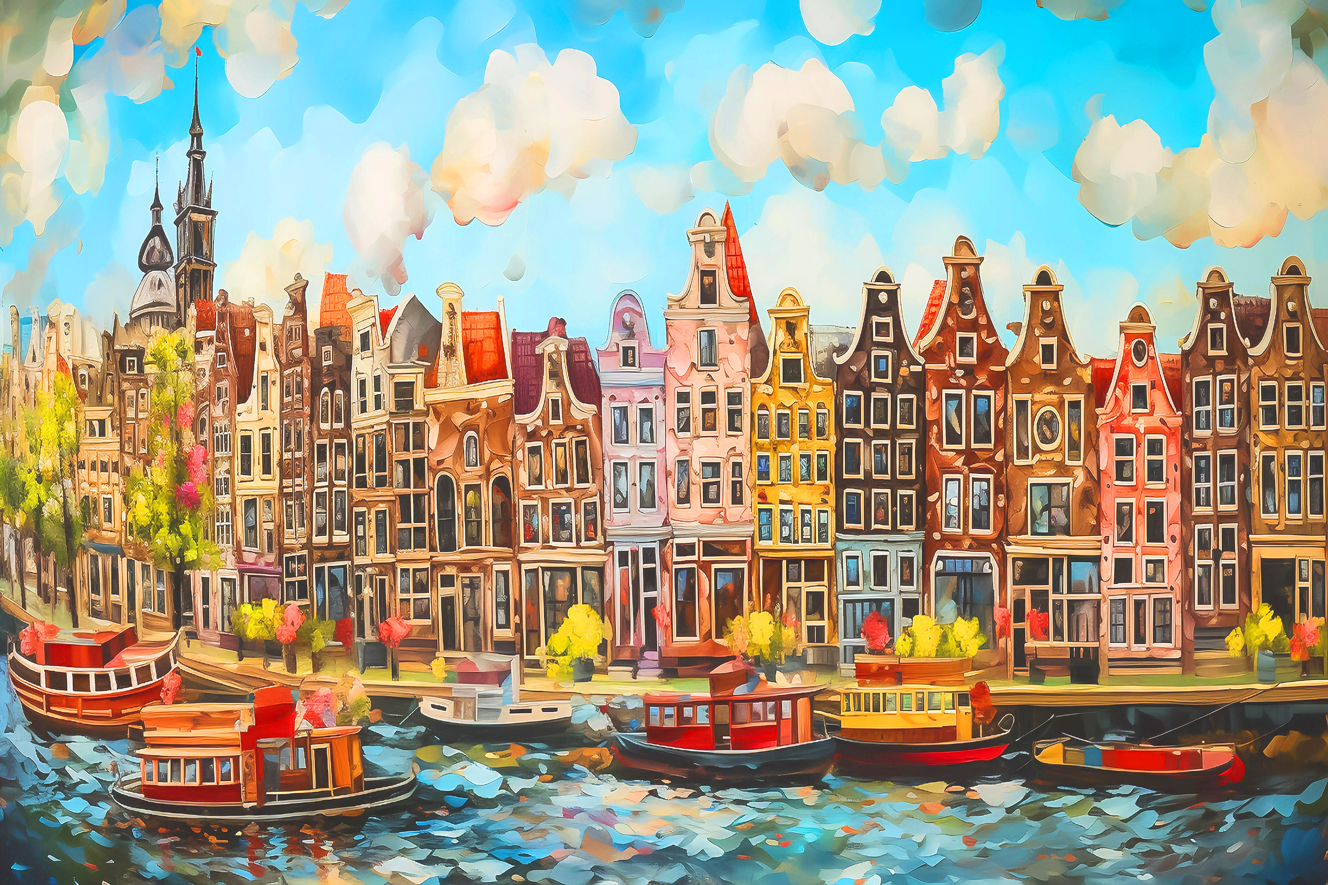 A watercolor painting of a city