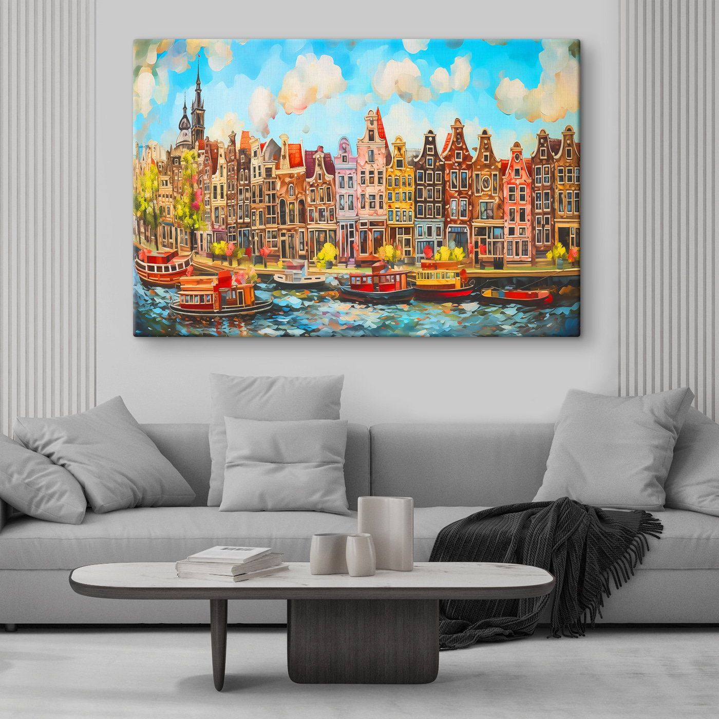 A watercolor painting of a city