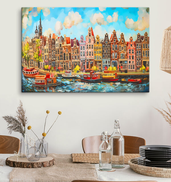A watercolor painting of a city