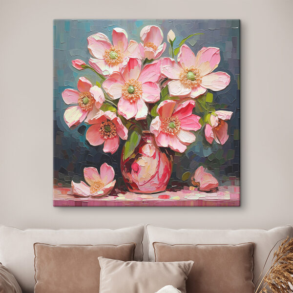 Cuadros Cuadros Un cuadro de flores rosas en un jarrón (SKU: s37558)