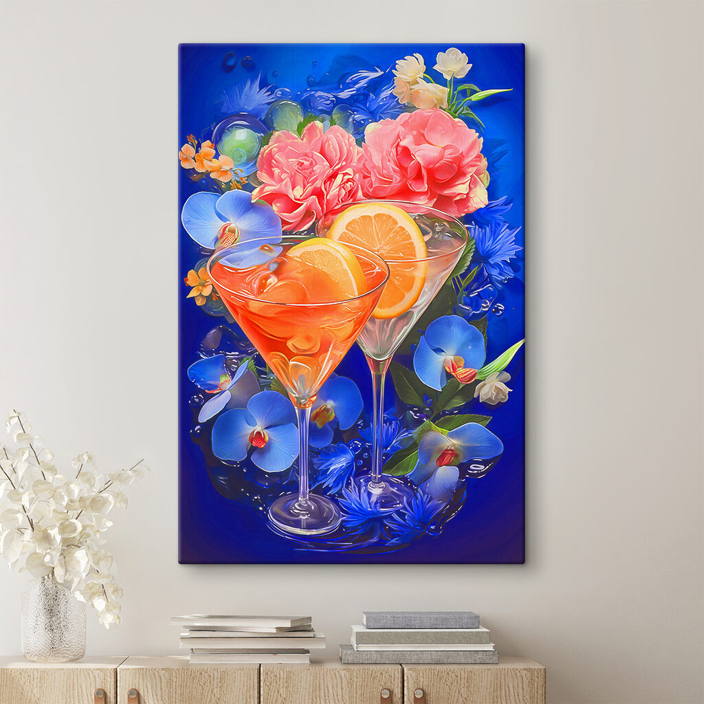 A pair of glasses with oranges and flowers A pair of glasses with oranges and flowers